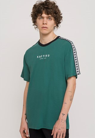 KAOTIKO STRIPES T-SHIRT IN GREEN