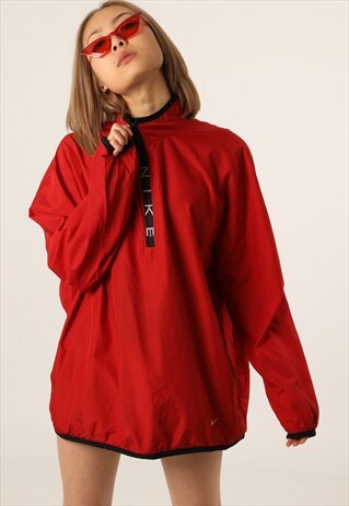 VINTAGE NIKE EMBROIDERED SPELL OUT WINDBREAKER SWEATSHIRT