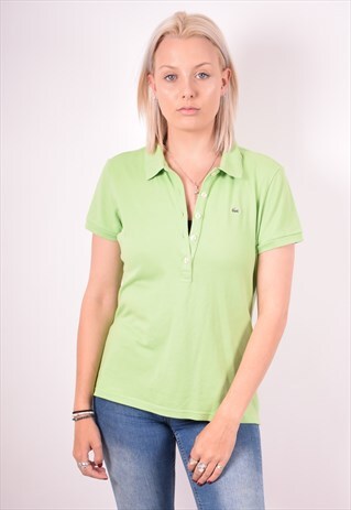 LACOSTE WOMENS VINTAGE POLO SHIRT LARGE GREEN 90S