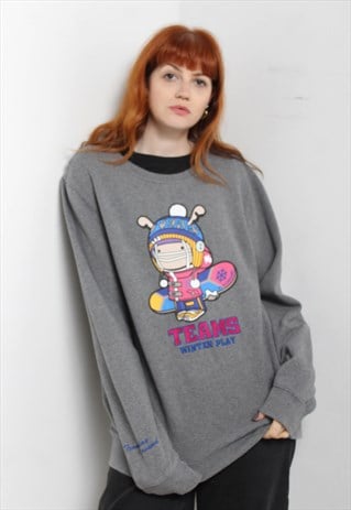 VINTAGE 90'S ANIME GRAPHIC SWEATSHIRT GREY