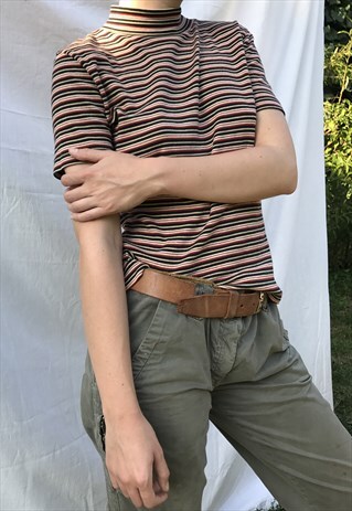 STRIPED MOCKNECK TOP