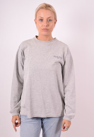 REEBOK WOMENS VINTAGE SWETSHIRT JUMPER MEDIUM GREY 90S
