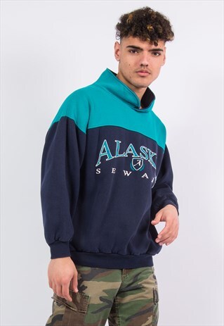 90'S VINTAGE ALASKA SWEATSHIRT COLOUR BLOCK SWEATER