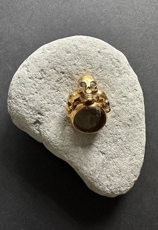 McQ Alexander McQueen 90's 3 Skull Gold Metal Ring
