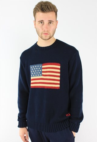 RALPH LAUREN POLO USA FLAG KNITTED JUMPER