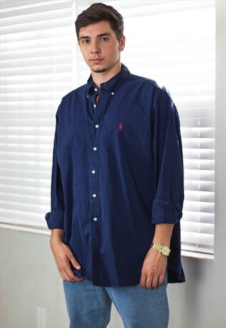 VINTAGE POLO RALPH LAUREN SHIRT LOGO 90S XL 13.9