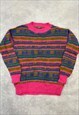 ABSTRACT KNITTED JUMPER BRIGHT PATTERNED KNIT SWEATER