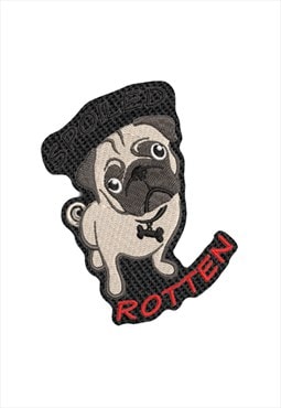 Embroidered Spoiled Rotten Pug iron on patch / sew on patch
