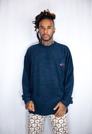 NIKE EMBROIDED FLEECE BLUE SWEATSHIRT