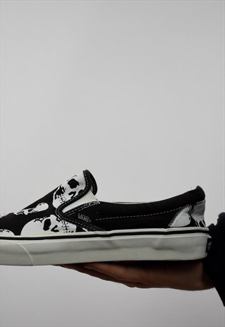 VINTAGE CLASSIC BLACK AND GREY SOUL PRINT VANS SKATER SHOE