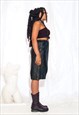 VINTAGE LEATHER SKIRT 80S REWORKED ASYMMETRIC MIDI IN BLACK