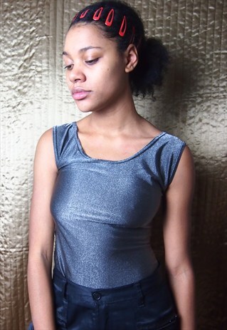 SILVER BODY SUIT TOP