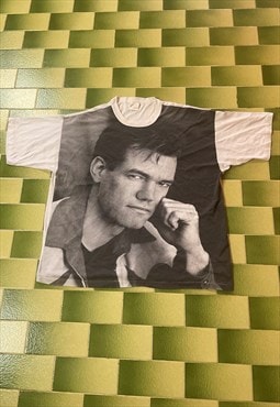 Vintage 90s Randy Travis Black & White All Over Print Tshirt