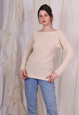 BEIGE COTTON SWEATER, MEDIUM SIZE