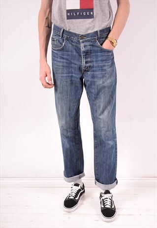 YVES SAINT LAURENT MENS VINTAGE JEANS W32 L32 BLUE 90S