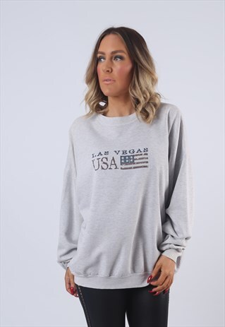SWEATSHIRT JUMPER LAS VEGAS PRINT OVERSIZED UK 18-20 (EABR)