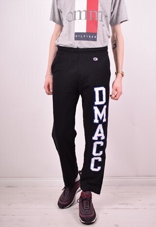CHAMPION MENS VINTAGE TRACKSUIT TROUSERS W28 L30 BLACK 90S