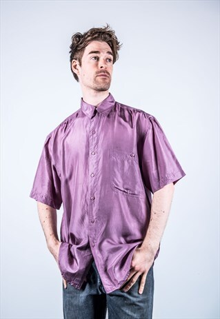 VINTAGE 1980S PURPLE SILK SHIRT