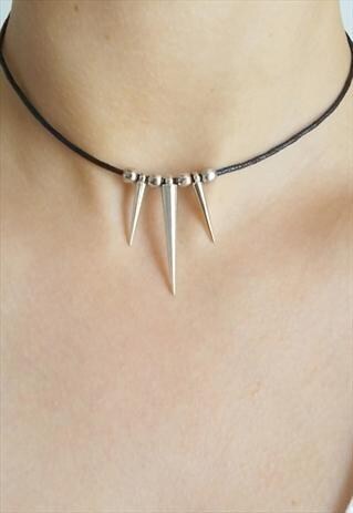 SPIKE AND BEAD CHOKER - CORD CHOKER