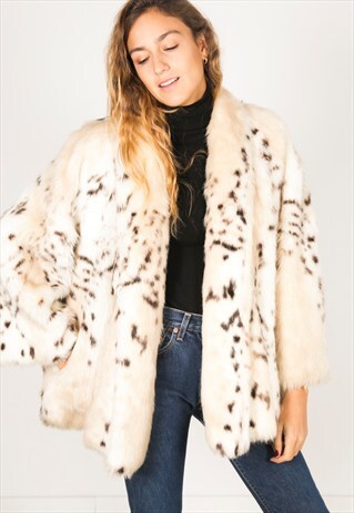 VINTAGE 80S FAUX FUR COAT / R0120