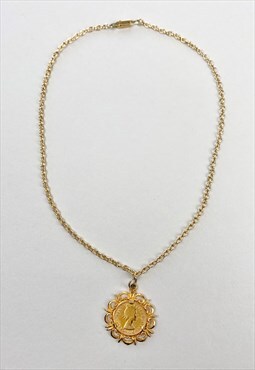 Revival 70's Gold Medallion Coin Necklace Costume Jewellery