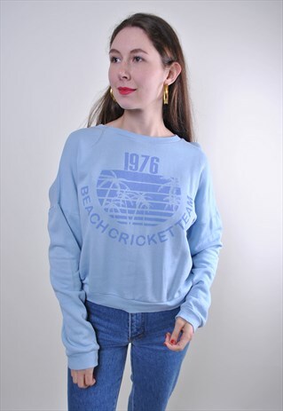 VINTAGE BLUE HAWAII SWEATSHIRT, 80S PALM PRINT JUMPER