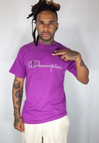 PURPLE CHAMPION EMBROIDED T SHIRT