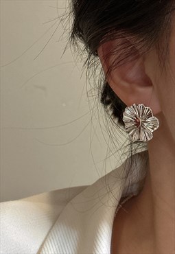 Sterling Silver Big Flower Earrings