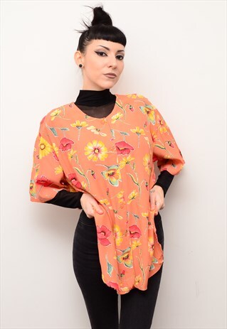 VINTAGE 90'S INDIE FLORAL PATTERNED OVERSIZED SHIRT