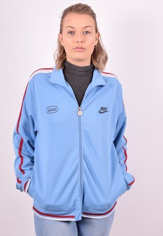 NIKE WOMENS VINTAGE TRACKSUIT TOP JACKET LARGE BLUE 90S