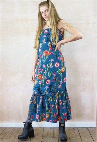 FALLING FLOWER MAXI FRILL DRESS