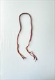 VINTAGE 70S BOHO BRAIDED BROWN LEATHER&BLUE BEAD BELT S