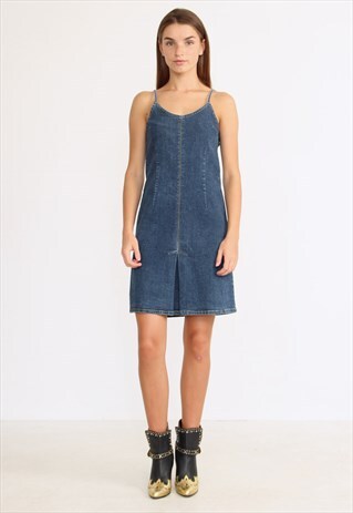 VINTAGE BLUE MAVI SLEEVELESS DENIM MINI DRESS
