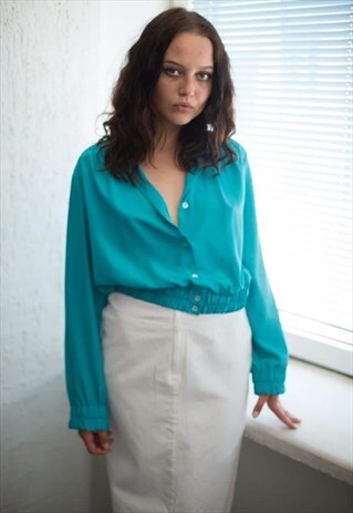 VINTAGE 80'S EMERALD GREEN BLOUSE