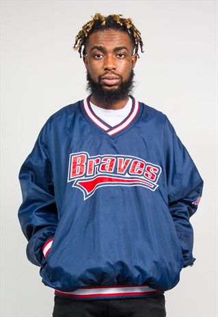 STARTER NLB 90'S ATLANTA BRAVES BASEBALL V-NECK SWEATSHIRT