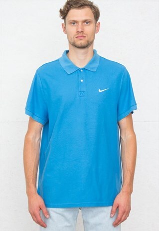 VINTAGE BLUE NIKE SHORT SLEEVE POLO SHIRT