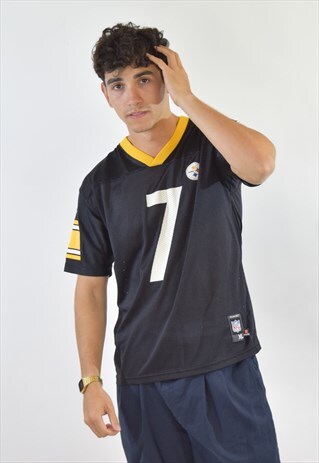 VINTAGE BLACK REEBOK PITTSBURGH STEELERS NFL JERSEY SHIRT