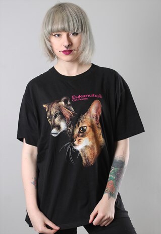 VINTAGE CAT ANIMAL PRINT 90'S T-SHIRT LARGE