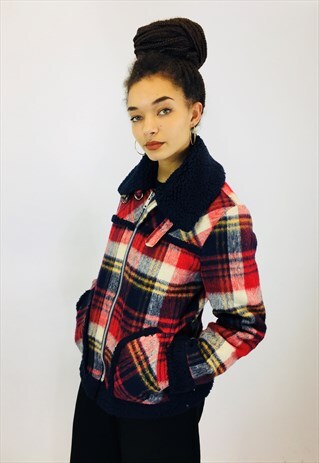 VINTAGE 80S TARTAN WOOL COAT