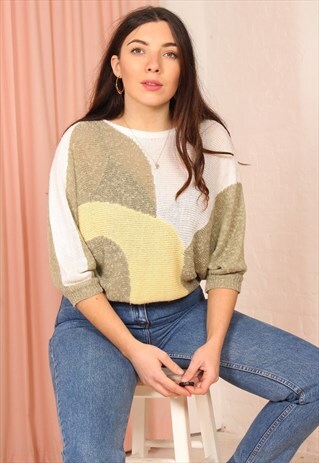 VINTAGE 80S JUMPER IN ABSTRACT PRINT