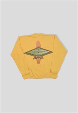 Vintage 90s Quiksilver Graphic Surf Sweatshirt in Yellow