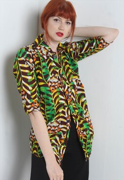 Vintage 80's Crazy Patterned Blouse Shirt Multi