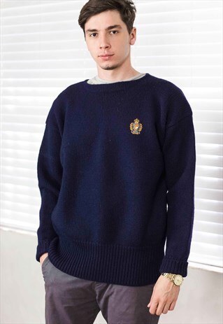 VINTAGE POLO RALPH LAUREN JUMPER SWEATER LOGO 90S XL 34.1