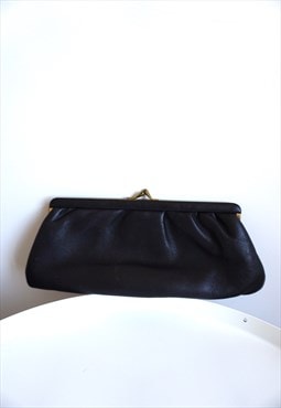 Vintage Black Genuine Leather Bag Small Purse Wallet