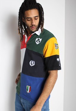 Vintage Block Colour Rugby Shirt Jersey Multi