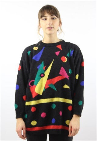 VINTAGE FUNKY 80'S PATTERNED JUMPER