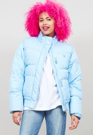 VINTAGE SKY BLUE NIKE CLASSIC 90'S PUFFER BOMBER JACKET