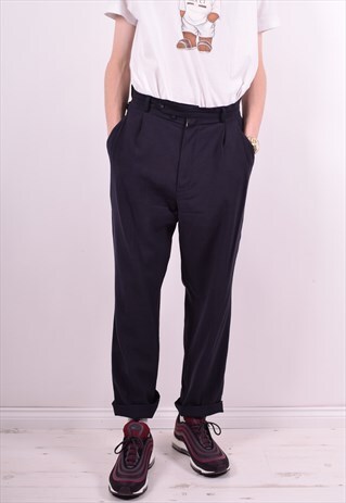 FERRE MENS VINTAGE TROUSERS W32 L29 NAVY BLUE 90'S