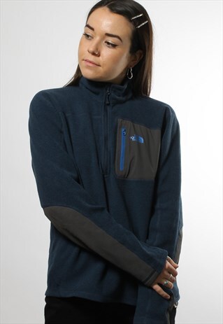 VINTAGE THE NORTH FACE 1/4 ZIP FLEECE IN 2-TONE BLUE & GREY