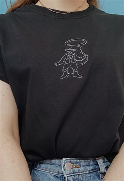 embroidered cowboy cat t-shirt